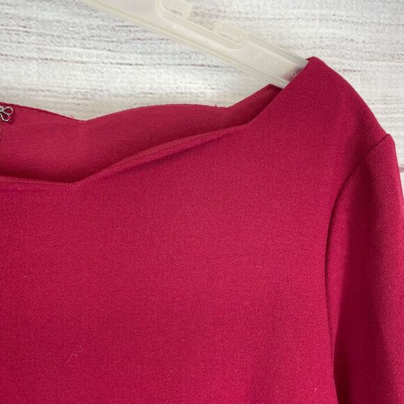 Talbots Burgundy High Neck Knee Length Dress Fully Lined size 8 - Picture 2 of 11